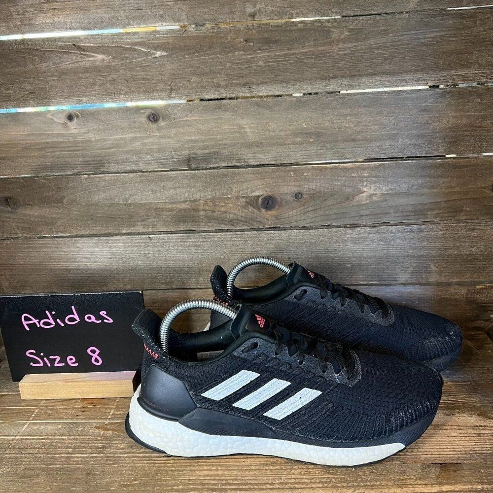 Womens Adidas SolarBoost Black Athletic Running Sneakers Shoes Size 8‎ M GUC